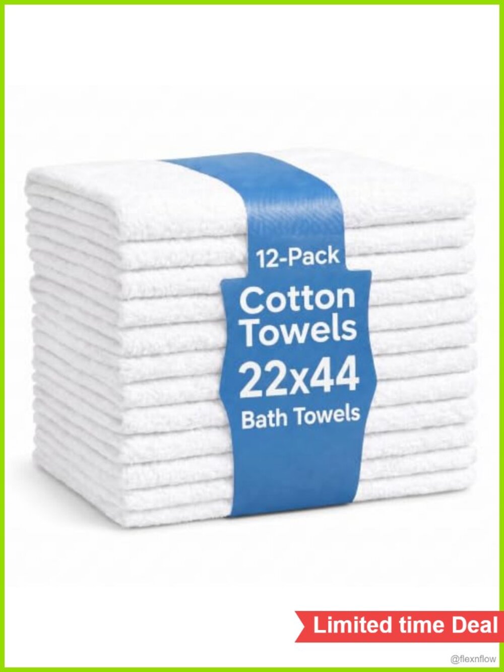 100% Cotton Bath Towels 12-Pack Quick-Dry Gym Pool Towels